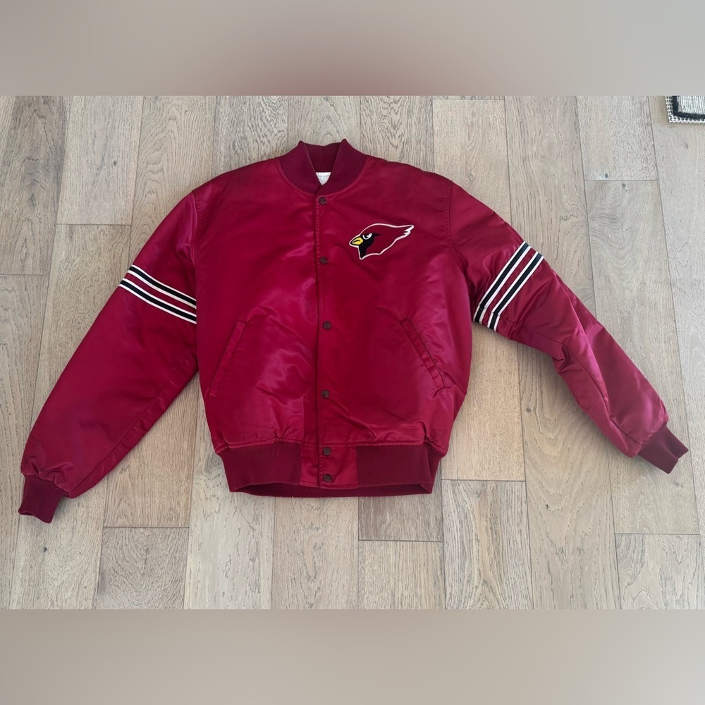 Vtg Rare NFL Arizona Cardinals Maroon Starter Satin Bomber Jacket Large